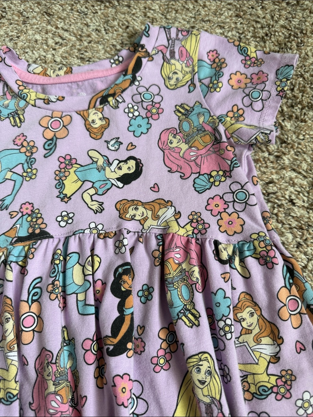 DISNEY PRINCESS TODDLER GIRL SHORT SLEEVE COTTON DRESS - Picture 2 of 7